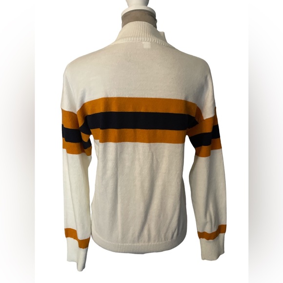 Women’s High Neck Sweater Orange/ Navy Strip Size Large NWOT - Picture 3 of 6